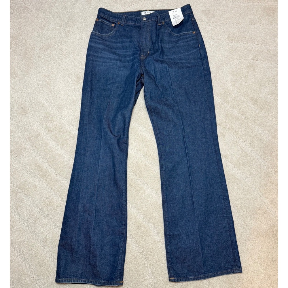 NWT Madewell Curvy Relaxed Bootcut Jeans High Rise Dark Indigo Blue Size 31
